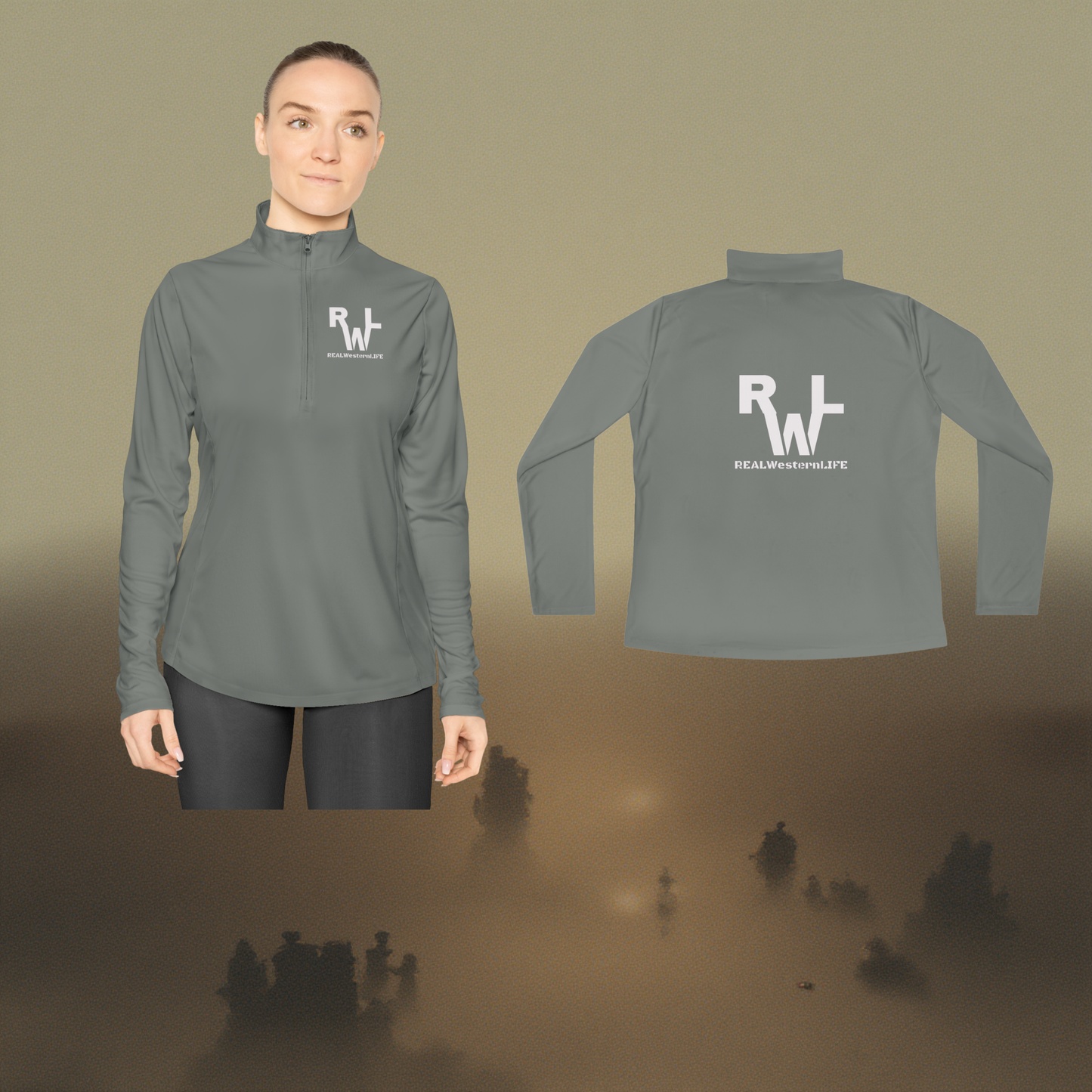 Ladies Quarter-Zip Pullover. - Size XL - 4XL - Customize with your Brand/Ranch name or wear the Real Western Life (RWL) Branding - White Brand
