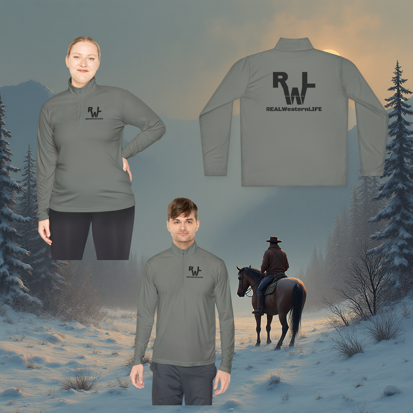 RWL Quarter-Zip Pullover -  Customize- Black Brand