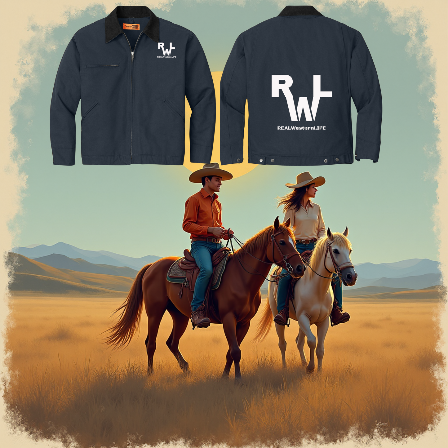 Duck Canvas Work Jacket -Customize with your own Brand/Ranch name or wear Real Western Life (RWL) Branding - White Brand