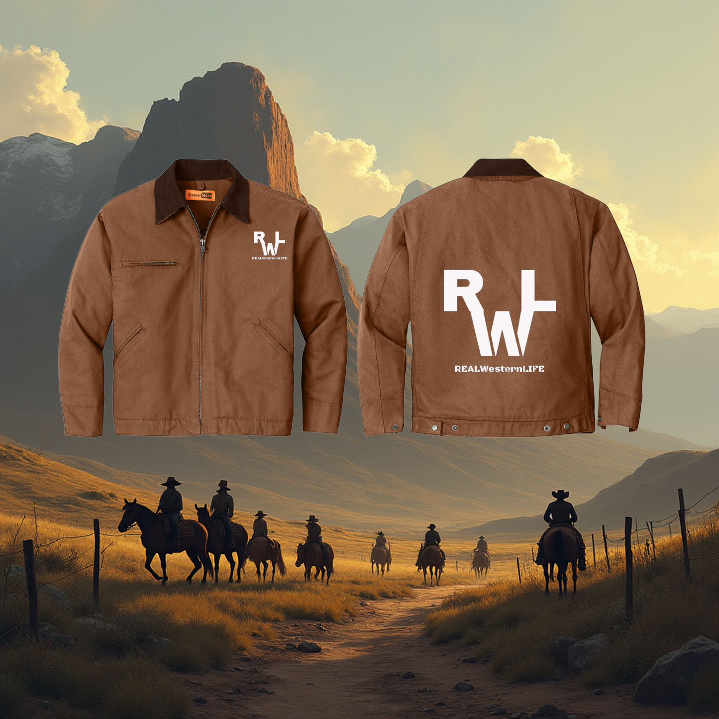 Duck Canvas Work Jacket -Customize with your own Brand/Ranch name or wear Real Western Life (RWL) Branding - White Brand