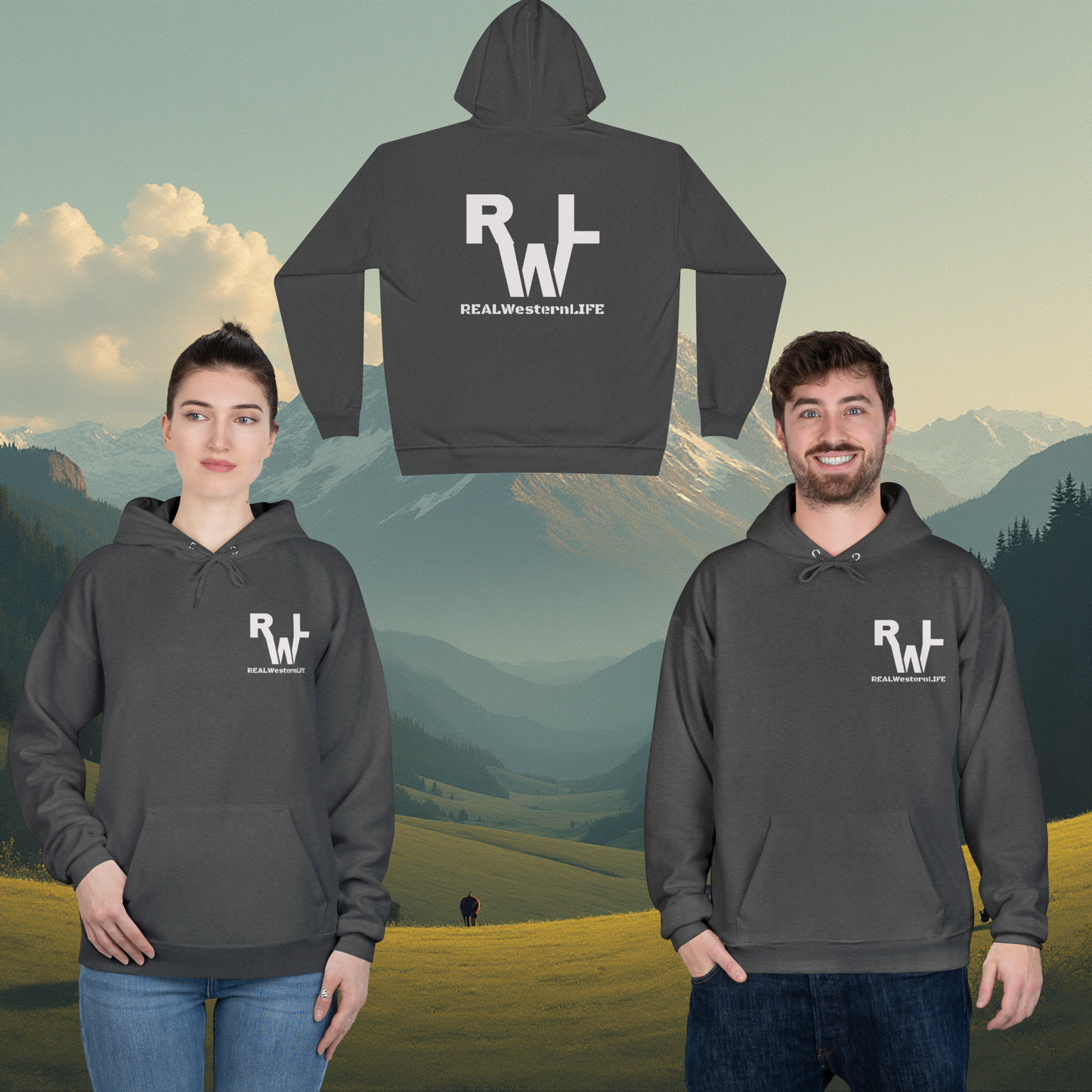 Hooded Sweatshirt - Size XL - 3XL - Customizable with your own Brand/Ranch name or leave it with Real Western Life (RWL) Branding - White  Brand