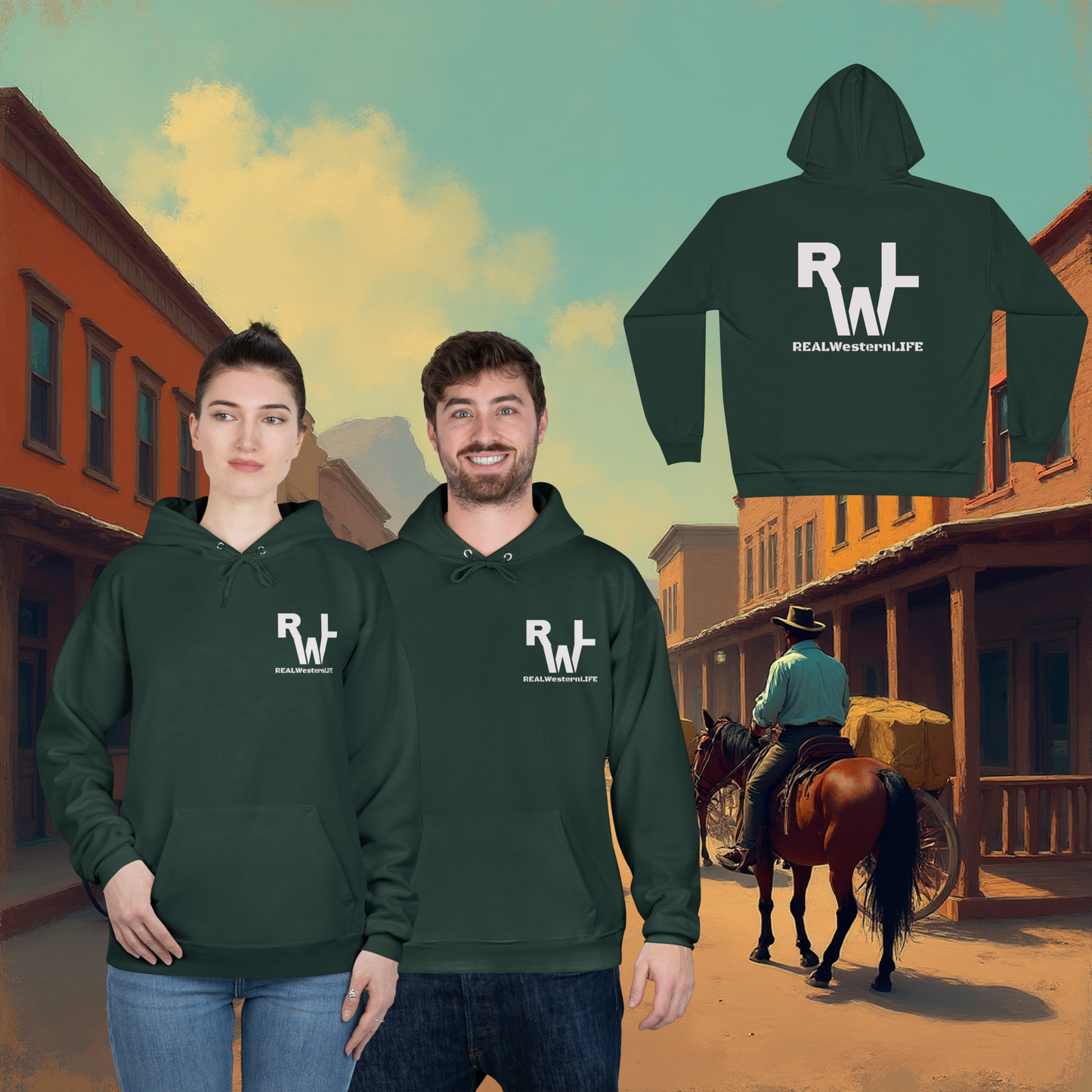 Hooded Sweatshirt - Size XL - 3XL - Customizable with your own Brand/Ranch name or leave it with Real Western Life (RWL) Branding - White  Brand