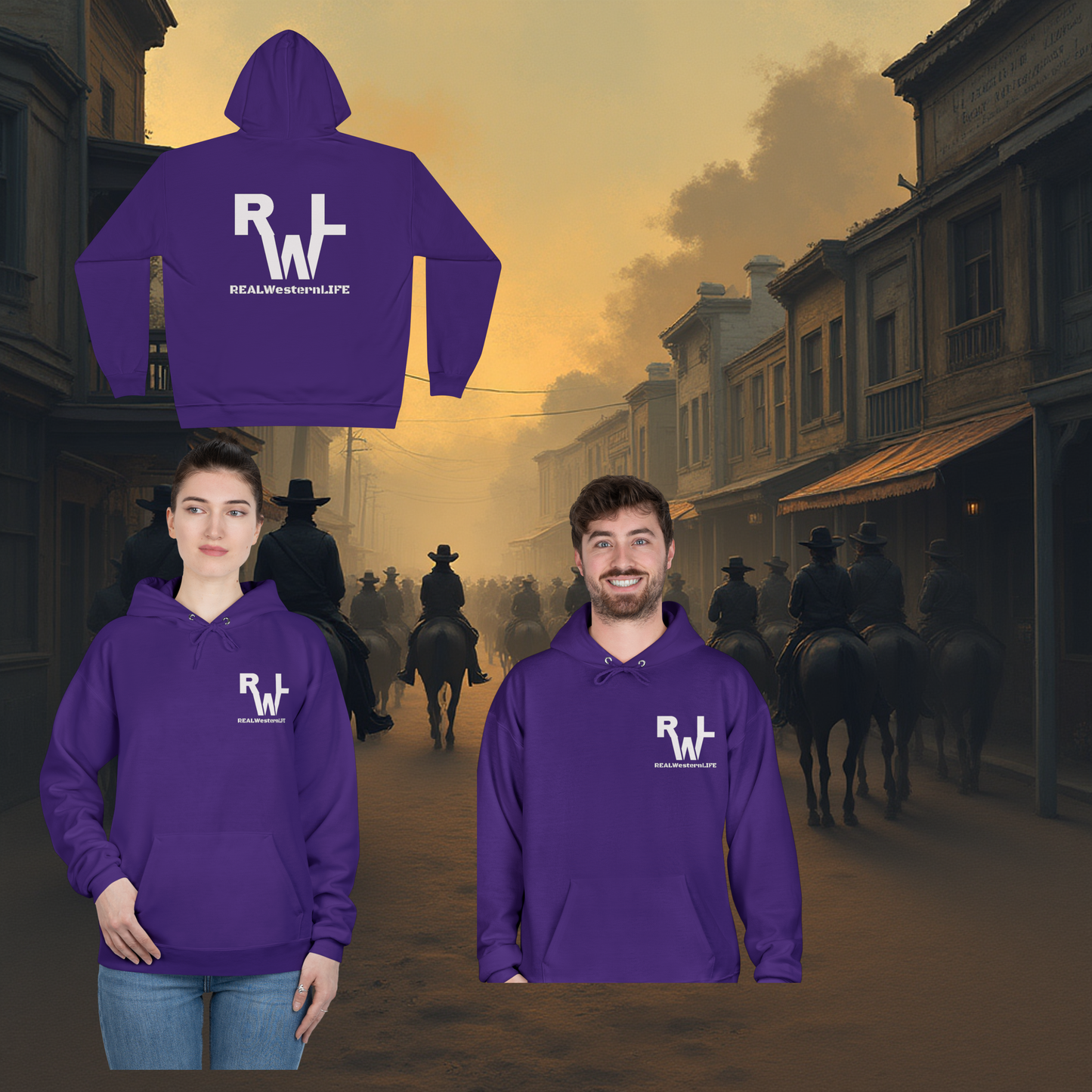 Hooded Sweatshirt - Size S - L - Customize with your own Brand/Ranch name or wear with Real Western Life (RWL) Branding - White Brand