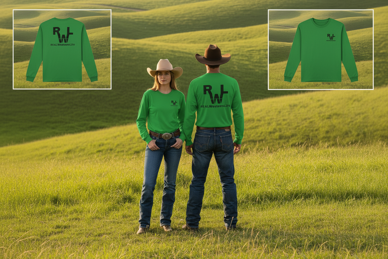 Unisex Long Sleeve Western Tee - Sizes S - 3Xl -  Customize  - Black Brand
