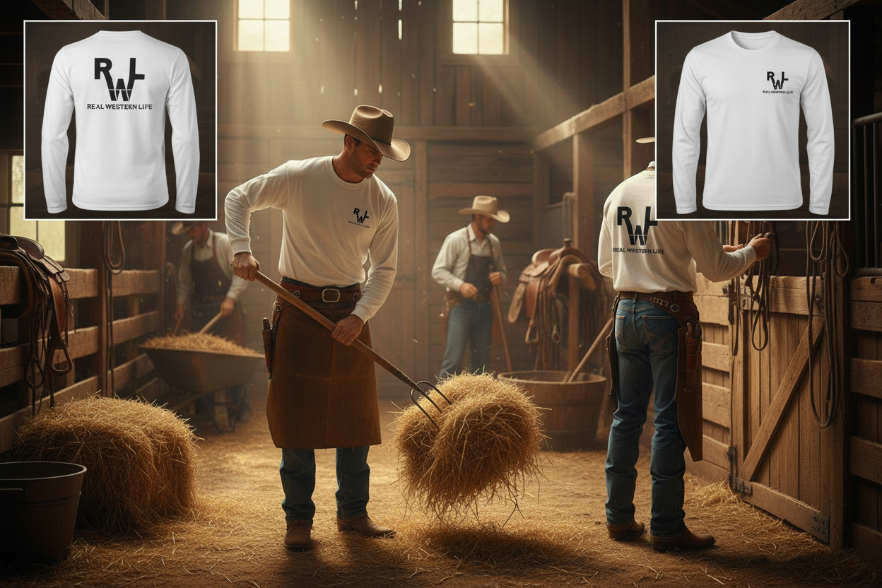 Unisex Long Sleeve Western Tee - Sizes S - 3Xl -  Customize  - Black Brand
