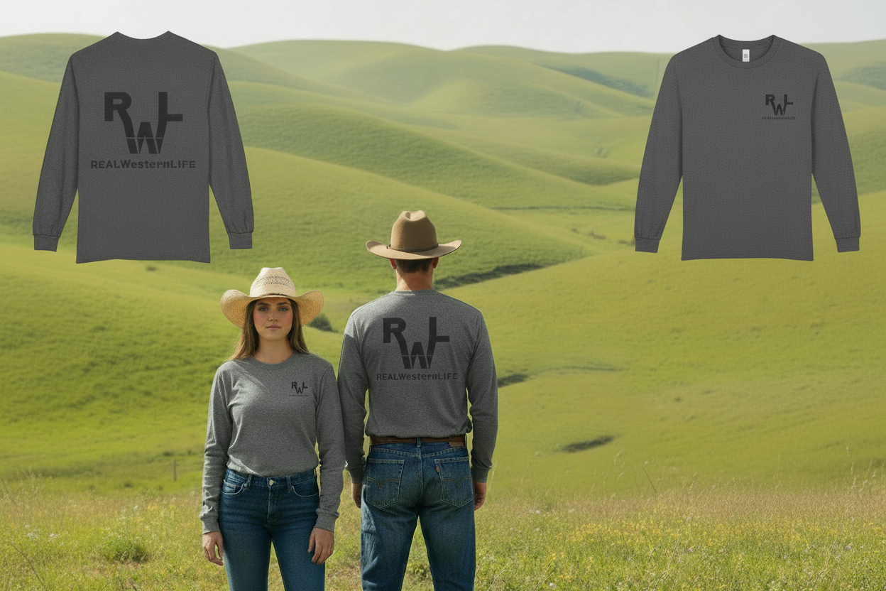 Unisex Long Sleeve Western Tee - Sizes S - 3Xl -  Customize  - Black Brand