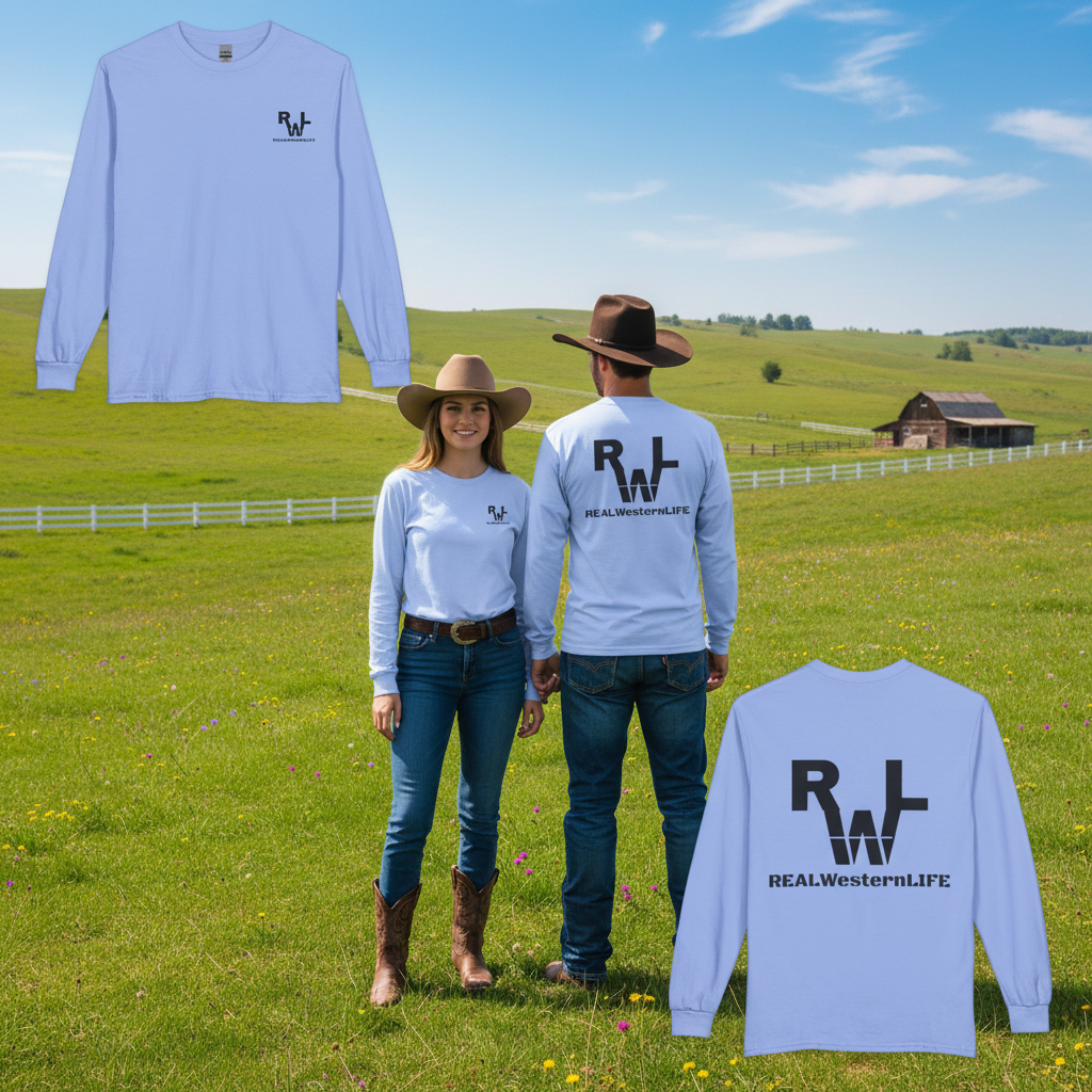 Unisex Long Sleeve Western Tee - Sizes S - 3Xl -  Customize  - Black Brand
