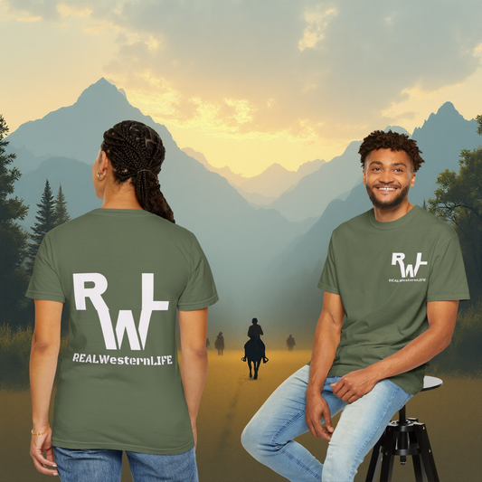 T-Shirt  Sizes S to L -Customizable with your own Brand/Ranch name or wear with Real Western Life (RWL) - Branding - White Brand