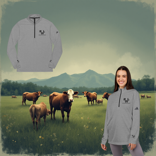 Quarter-Zip Pullover - Adidas® Design.  Customizable with your Brand/Ranch name or wear the Real Western Life (RWL) Branding - Black Brand - Sizes S -4XL