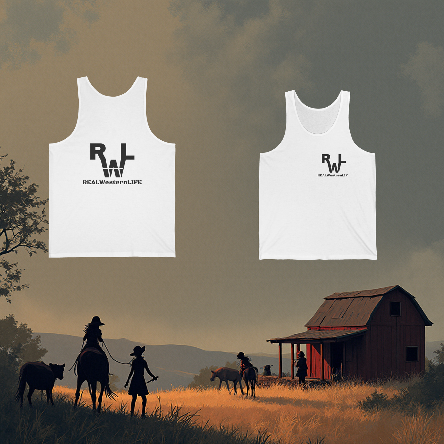 Unisex Jersey Tank - Customize with your own Brand/Ranch name or wear the Real Western Life (RWL) Branding, Size XS - 2XL