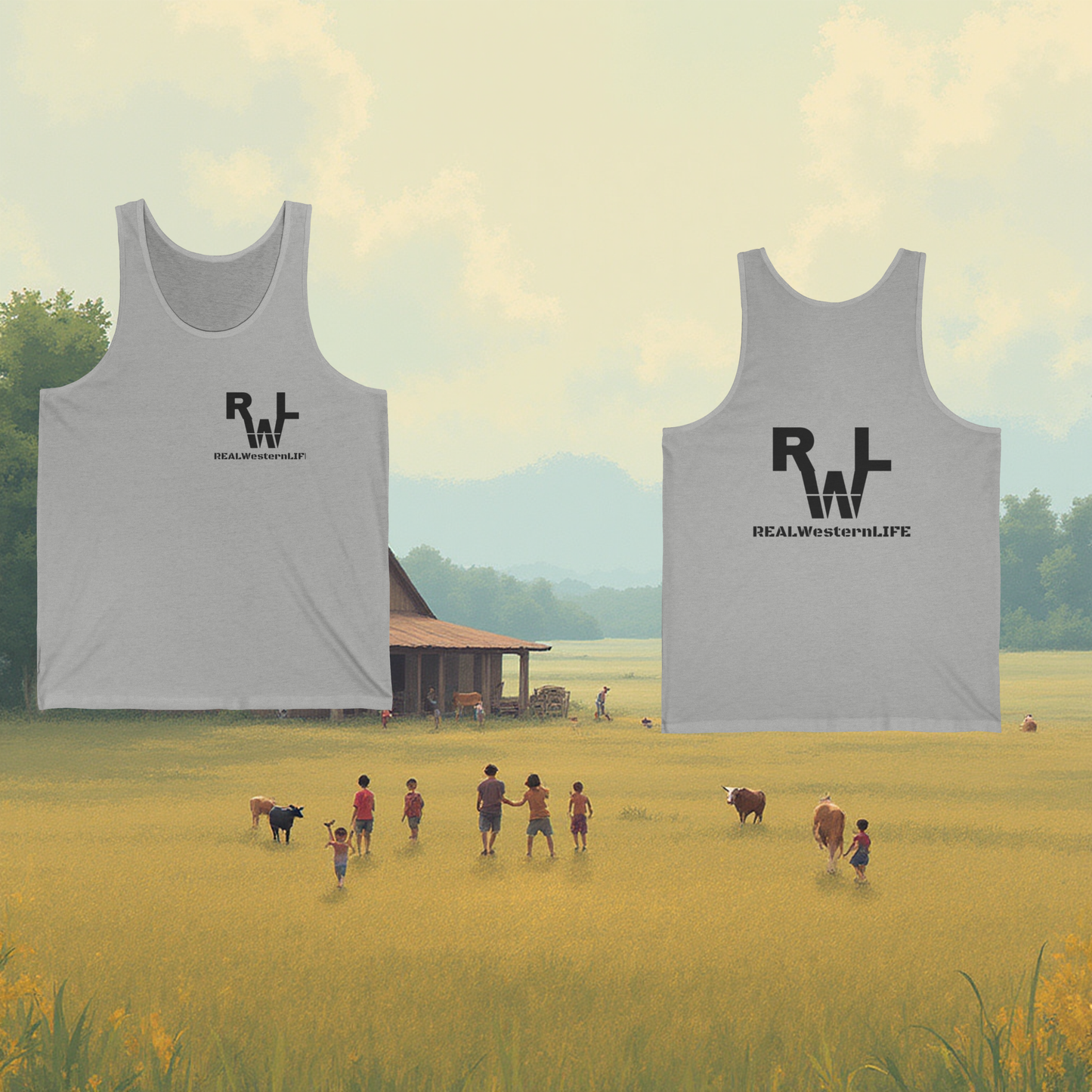 Unisex Jersey Tank - Customize with your own Brand/Ranch name or wear the Real Western Life (RWL) Branding, Size XS - 2XL