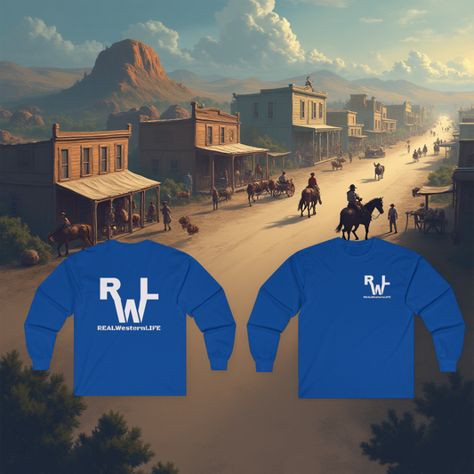 Unisex Cotton Long Sleeve Tee - Customizable with your own Brand/Ranch name or wear the Real Western Life (RWL) Branding - White Brand - XL to 5XL Sizes