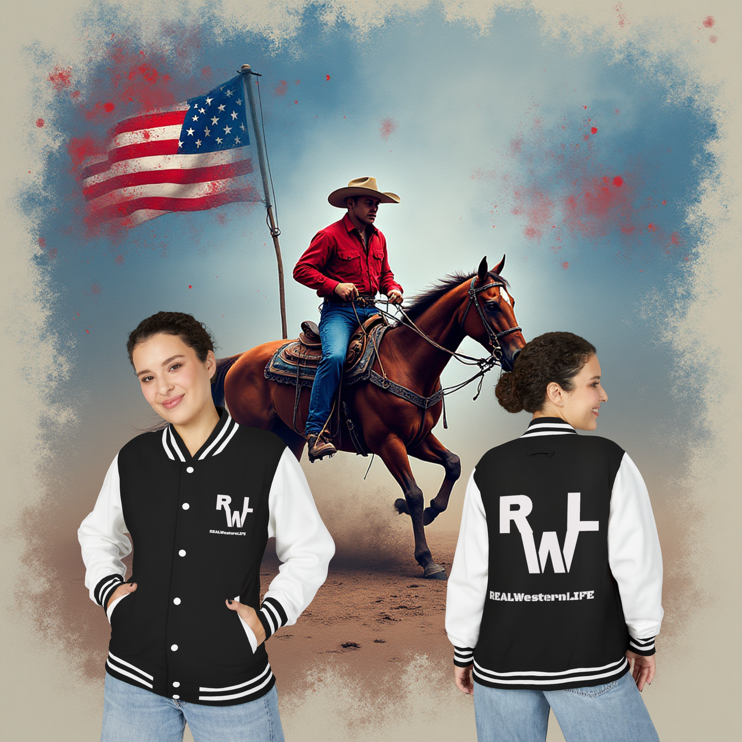Unisex Heavyweight Letterman Jacket -  Customize with your own Brand/Ranch name or wear with Real Western Life Branding, Size s - 3XL