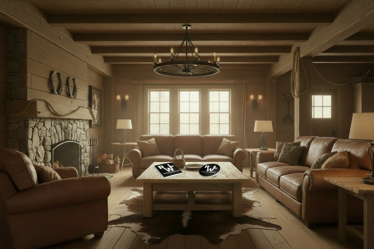 Real Western Life (RWL) - Ceramic Coaster —  Drink Coaster (Black & White) - Customize with your own Brand/Ranch name or leave it RWL Branding