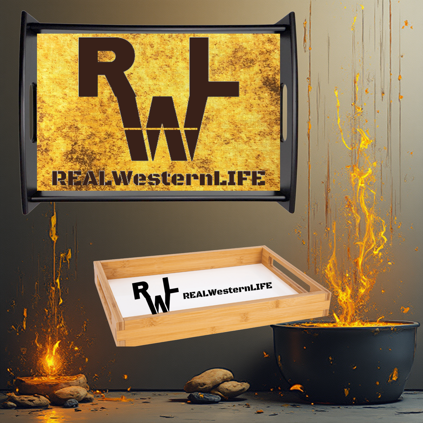 Real Western Life (RWL) - Rustic Large Serving Tray - Customizable with your brand/ranch name or leave it  with the RWL branding!