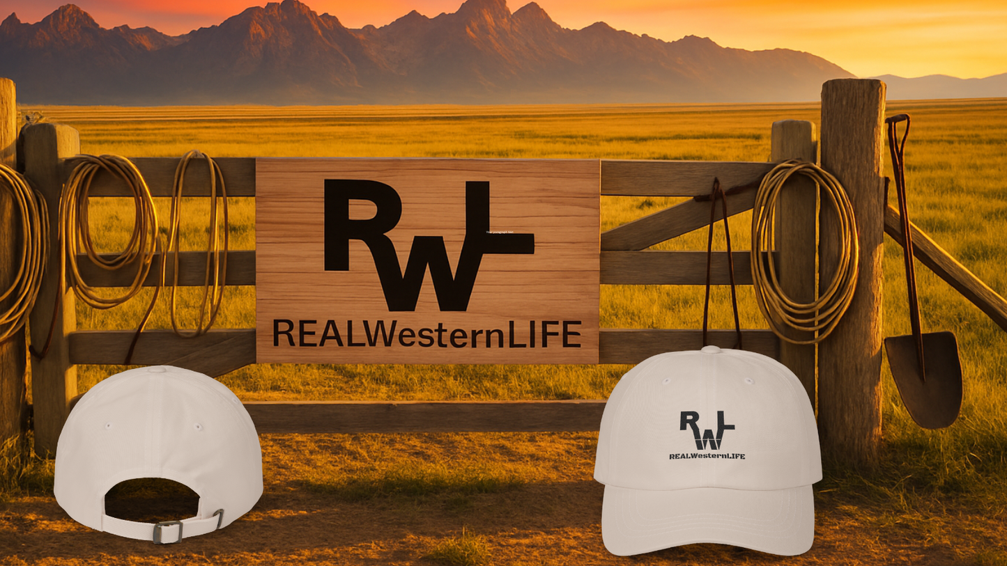 Classic Dad Cap, Customize it with your own Brand/Ranch name or leave it with Real Western Life (RWL) Branding - Black Brand