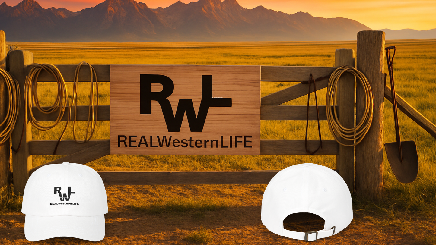 Classic Dad Cap, Customize it with your own Brand/Ranch name or leave it with Real Western Life (RWL) Branding - Black Brand