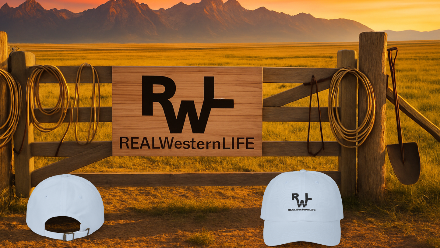 Classic Dad Cap, Customize it with your own Brand/Ranch name or leave it with Real Western Life (RWL) Branding - Black Brand