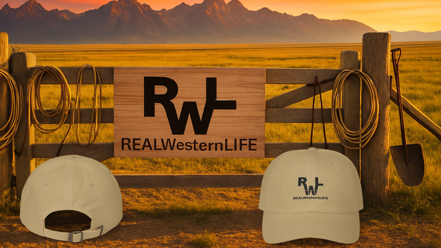 Classic Dad Cap, Customize it with your own Brand/Ranch name or leave it with Real Western Life (RWL) Branding - Black Brand