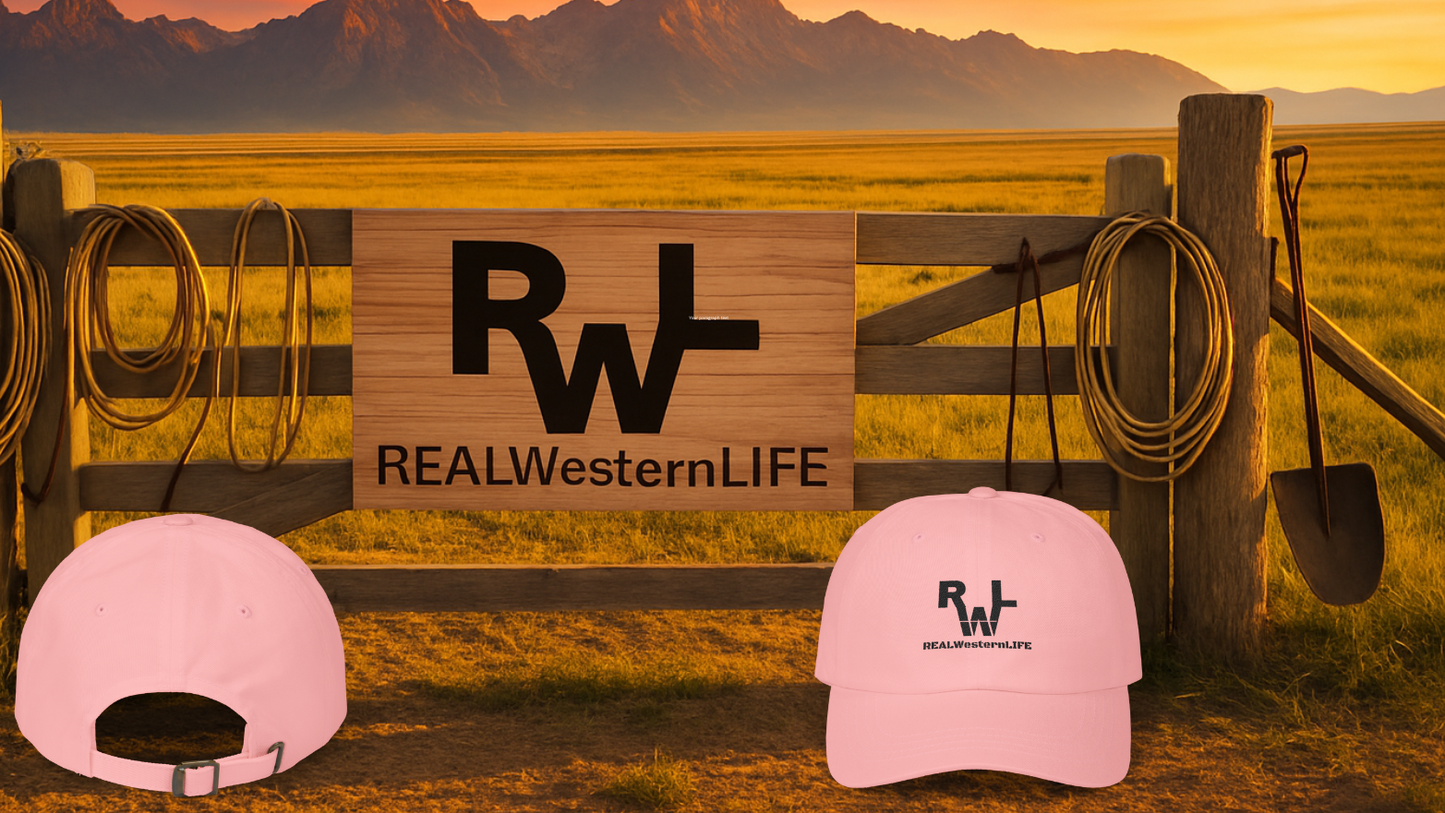 Classic Dad Cap, Customize it with your own Brand/Ranch name or leave it with Real Western Life (RWL) Branding - Black Brand