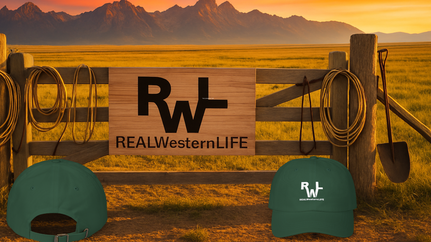 Classic Dad Cap, Customizable with your own Brand/Ranch name or leave with Real Western Life Branding - White Brand