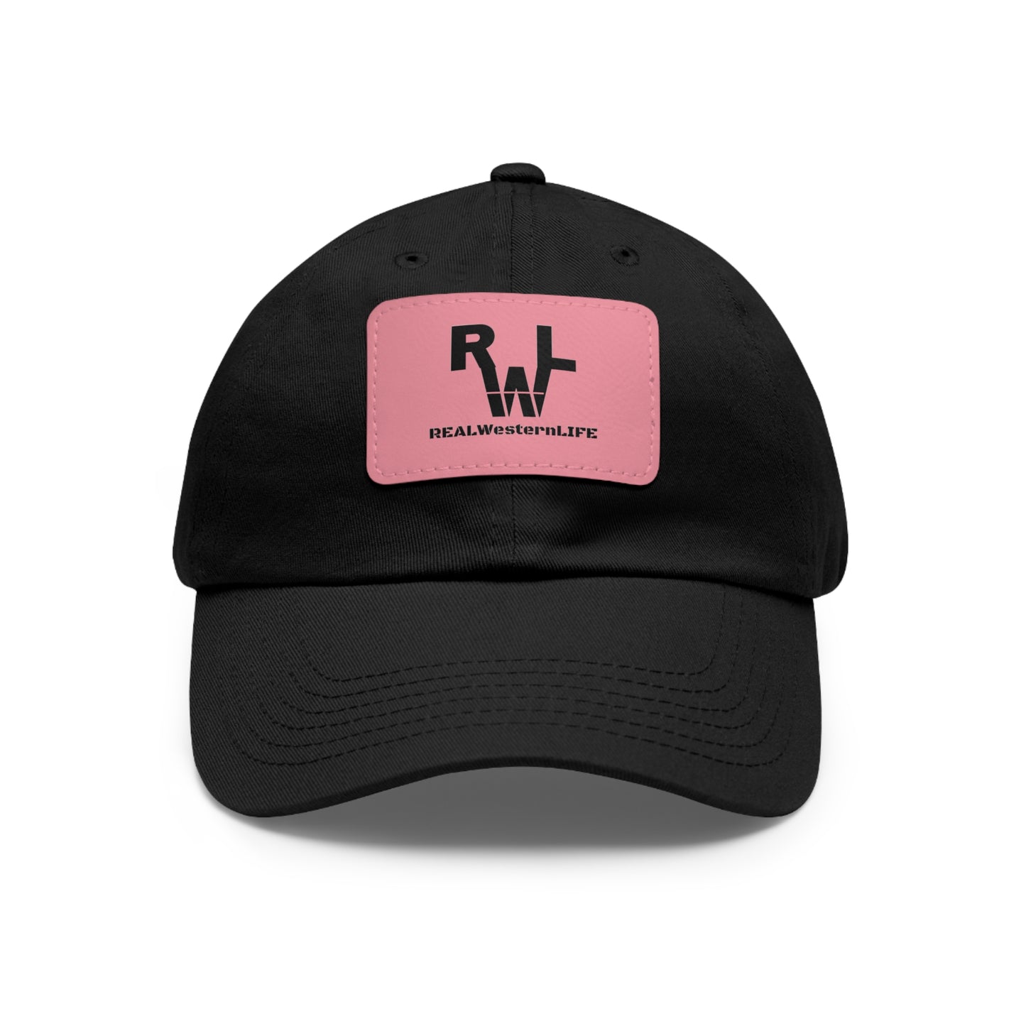Leather Patch Dad Hat — RW RealWaterLife Logo Adjustable Baseball Cap