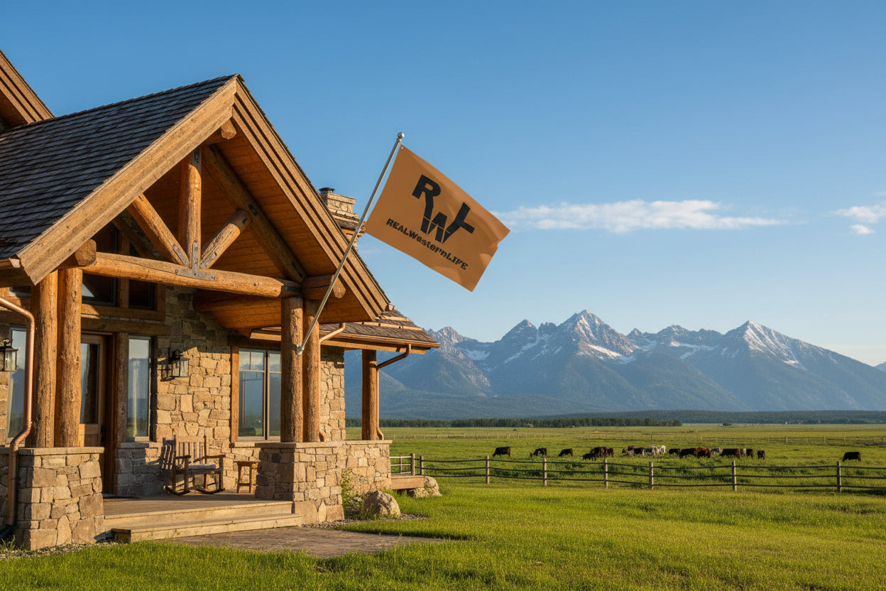 Brown Double Sided Flag - Black Brand -  Customizable with your own Brand/Ranch name or leave it with RWL Branding