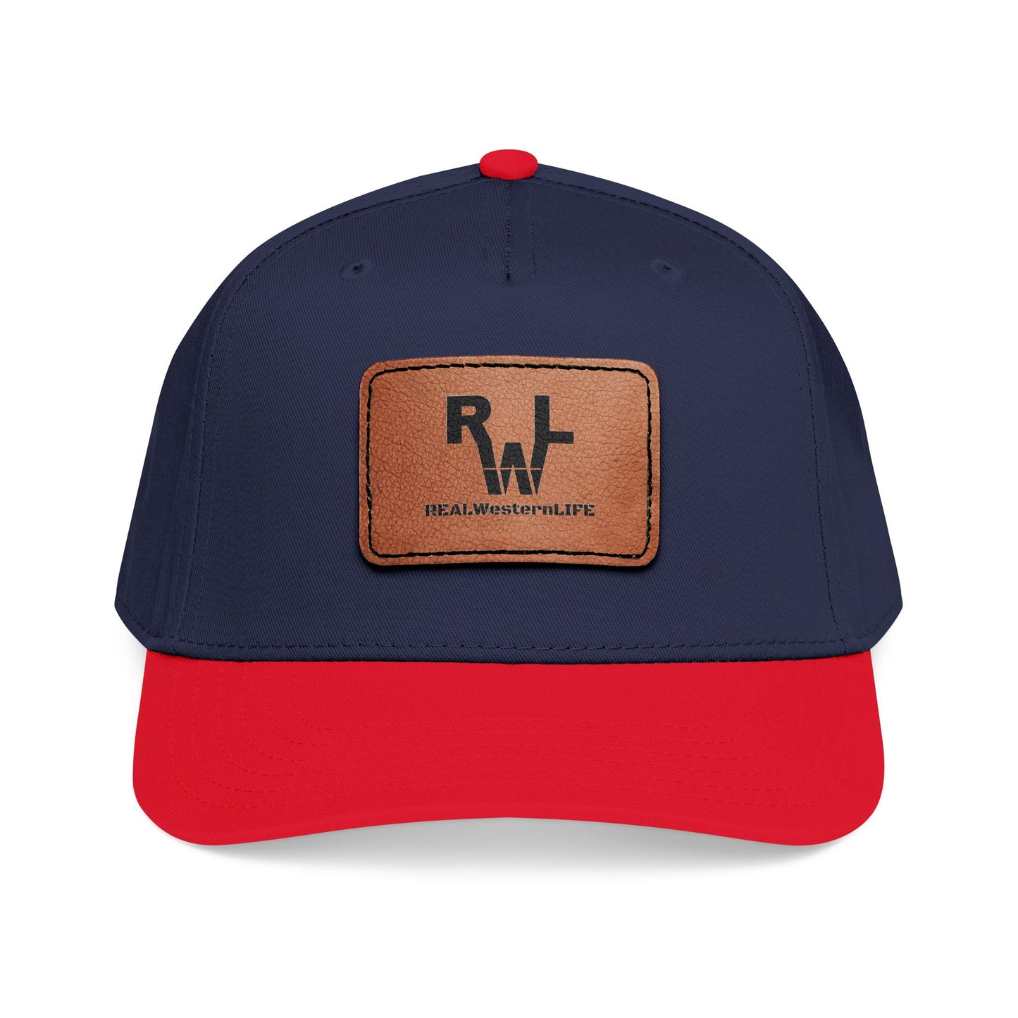 Real Western Life -Leather Patch Baseball Cap — Retro Rugged Logo Hat