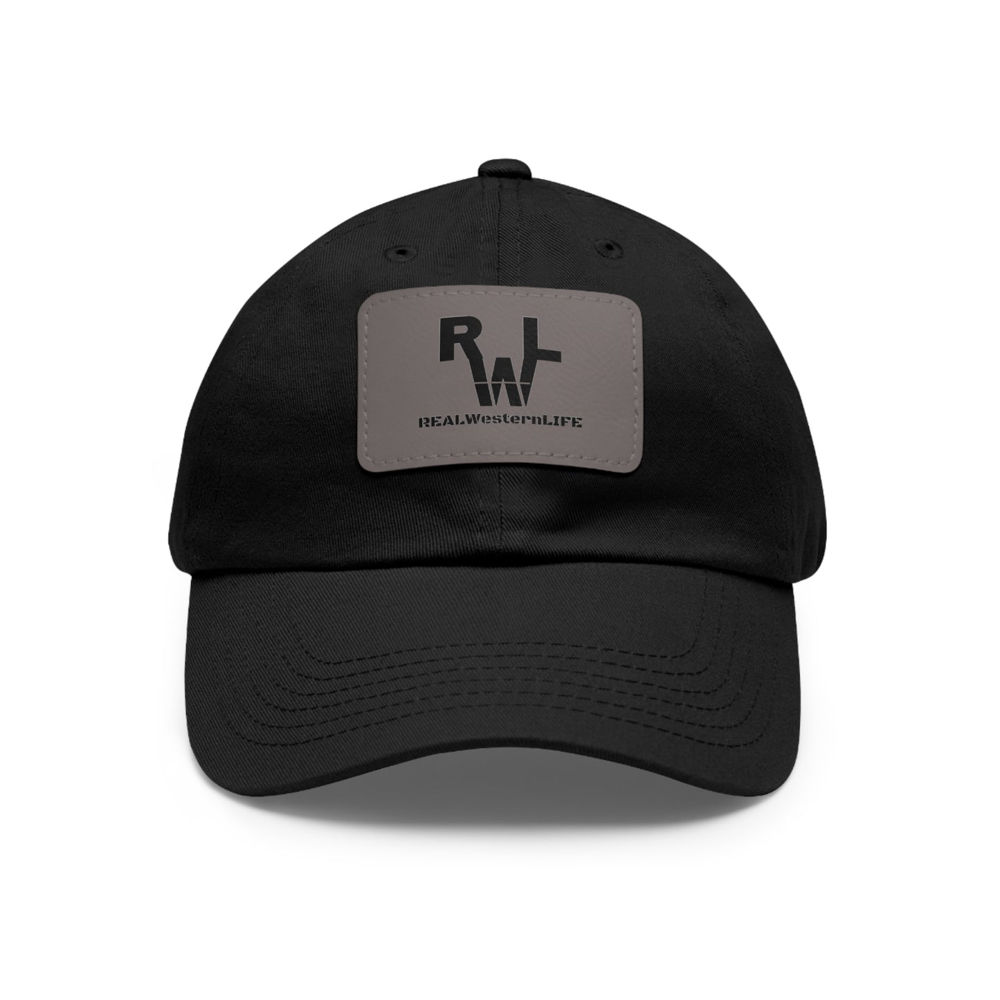 Leather Patch Dad Hat — RW RealWaterLife Logo Adjustable Baseball Cap