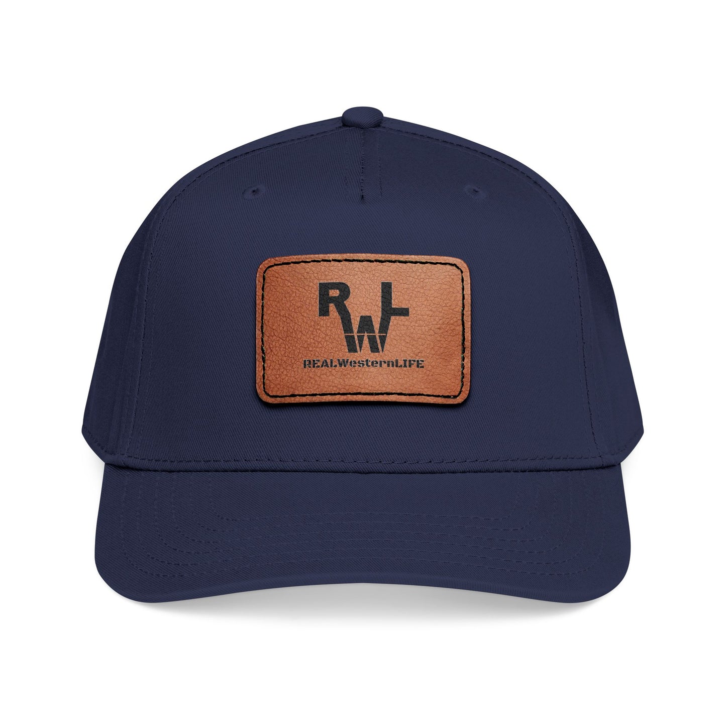Real Western Life -Leather Patch Baseball Cap — Retro Rugged Logo Hat