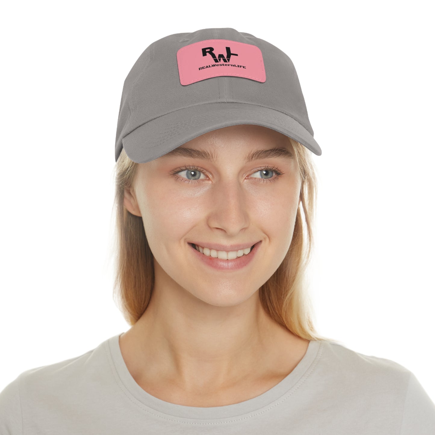 Leather Patch Dad Hat — RW RealWaterLife Logo Adjustable Baseball Cap