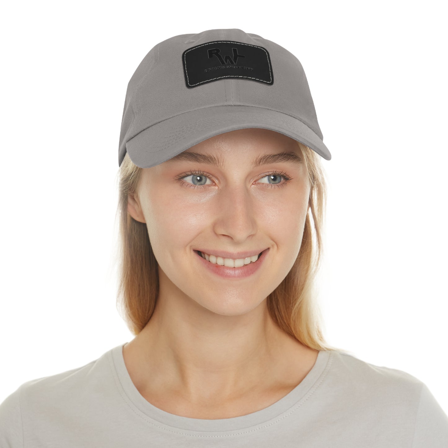 Leather Patch Dad Hat — RW RealWaterLife Logo Adjustable Baseball Cap