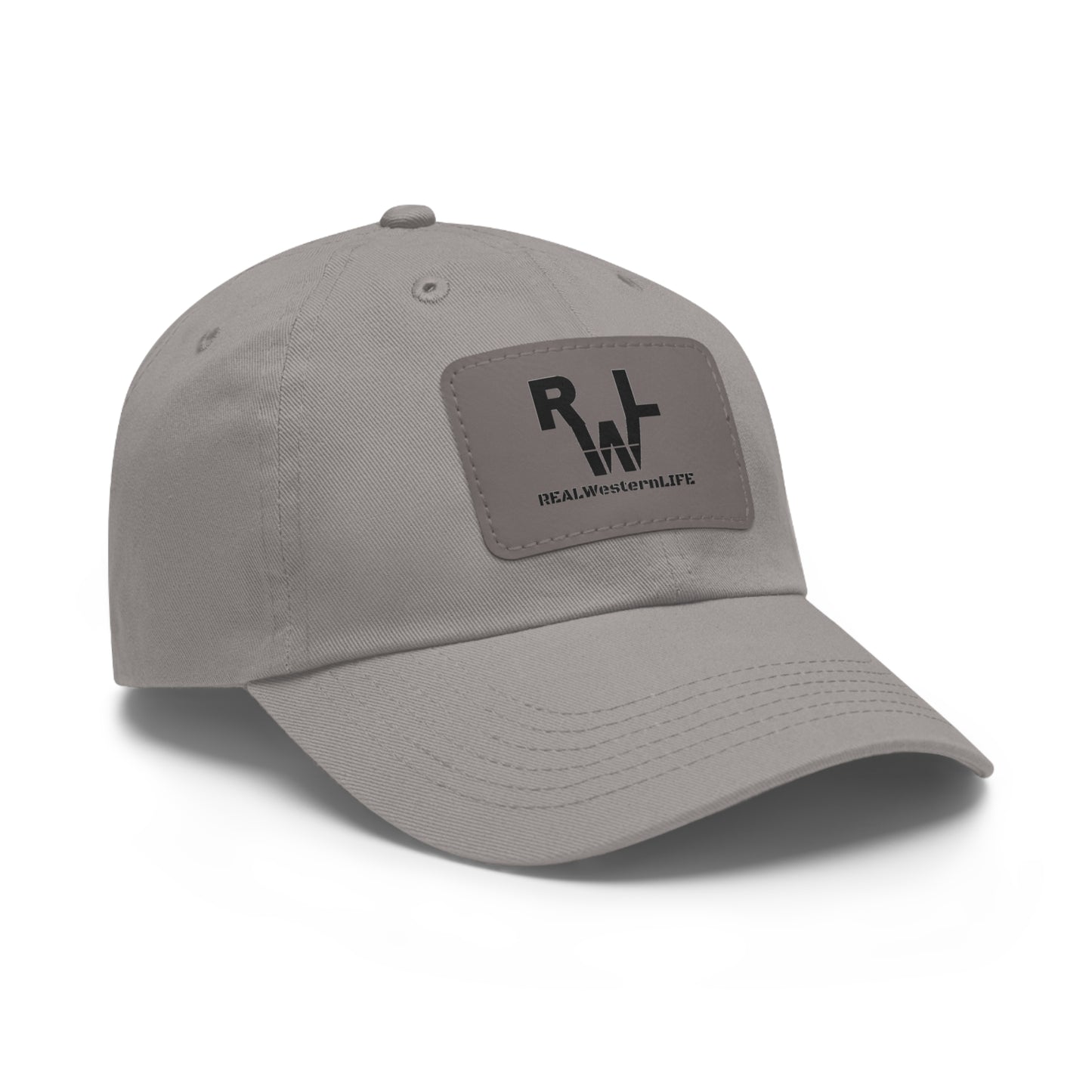 Leather Patch Dad Hat — RW RealWaterLife Logo Adjustable Baseball Cap