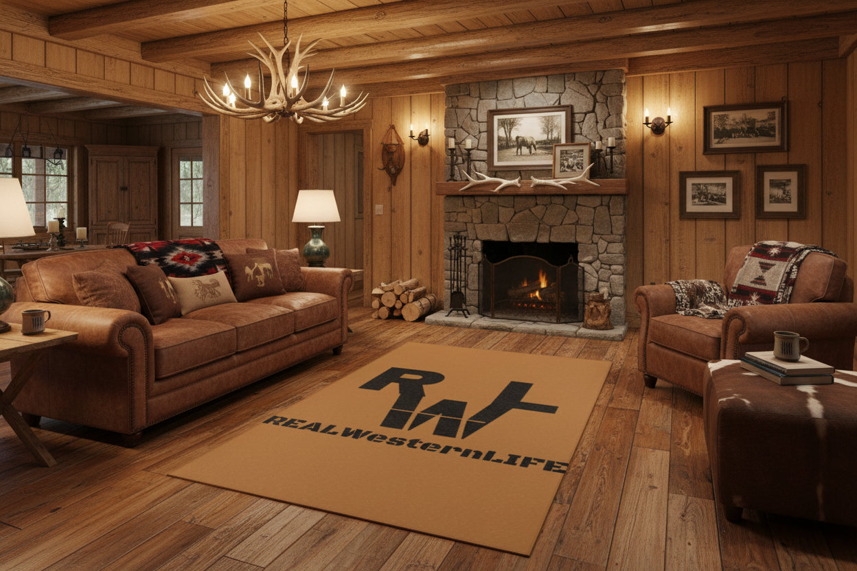 Real Western Life Black Brand-  Home Decor Brown Area Rug - Customize
