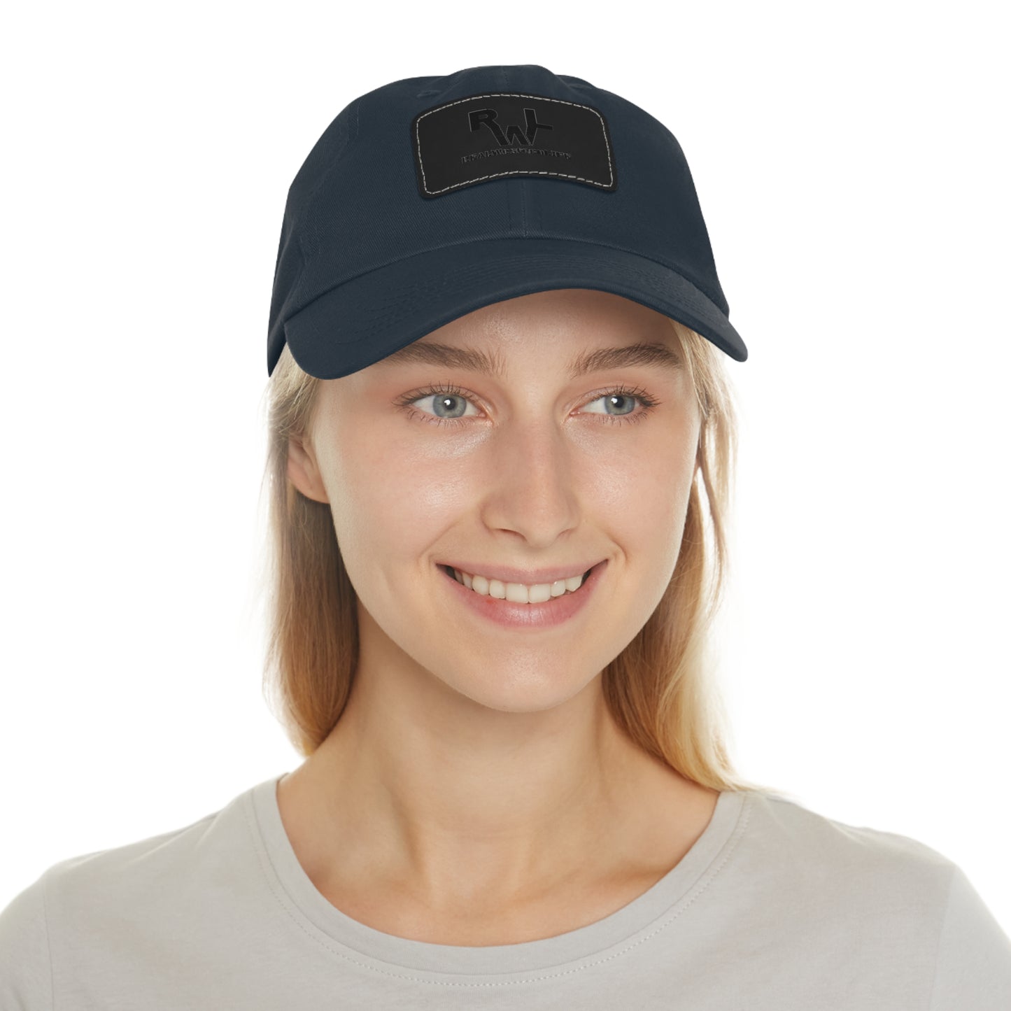 Leather Patch Dad Hat — RW RealWaterLife Logo Adjustable Baseball Cap
