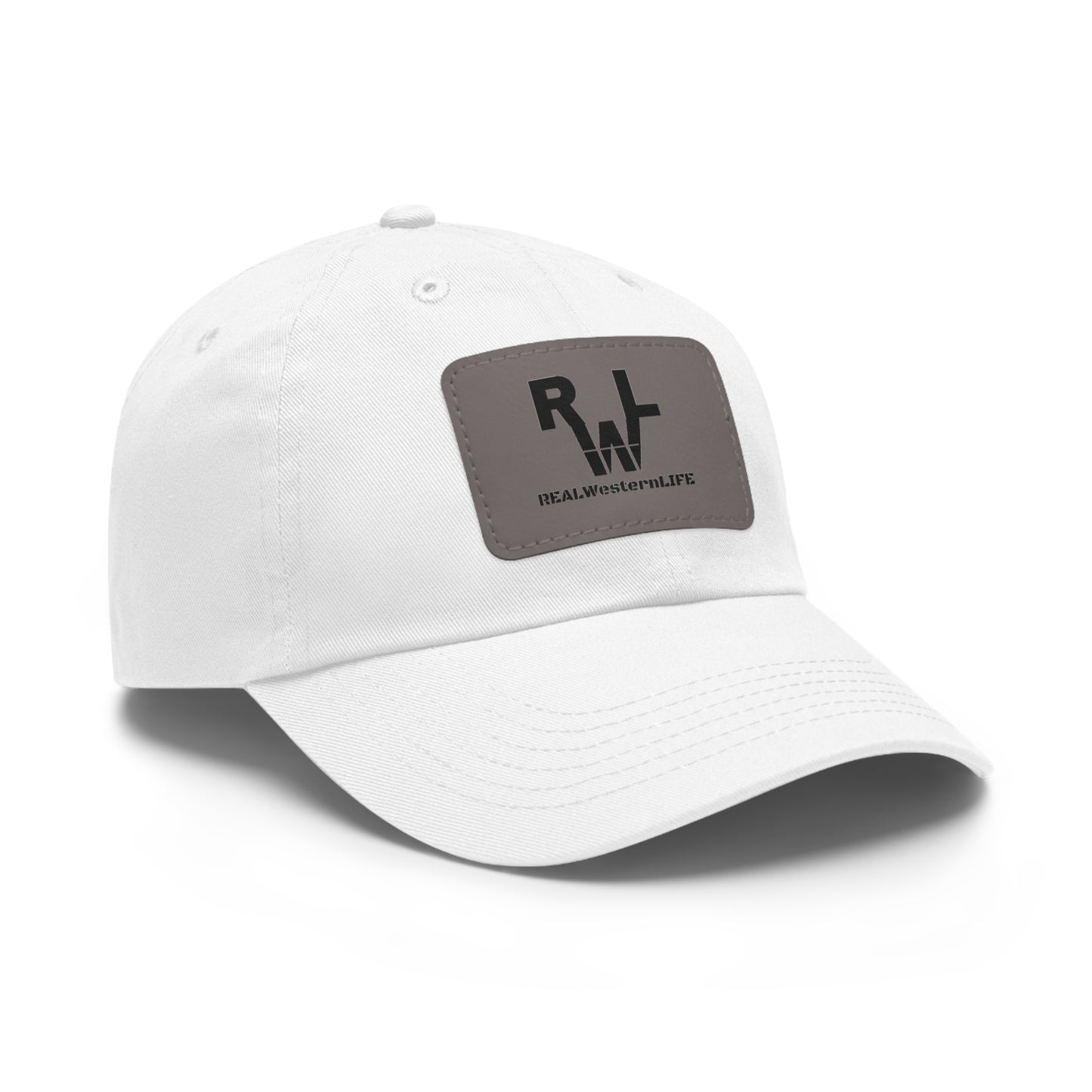 Leather Patch Dad Hat — RW RealWaterLife Logo Adjustable Baseball Cap