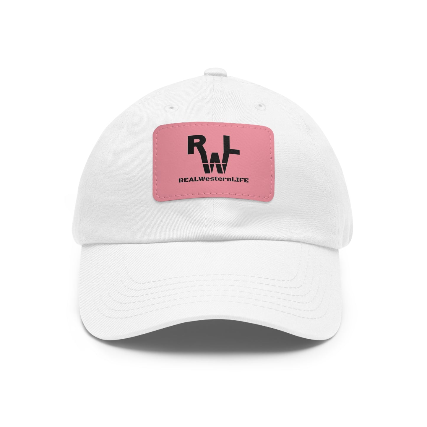Leather Patch Dad Hat — RW RealWaterLife Logo Adjustable Baseball Cap
