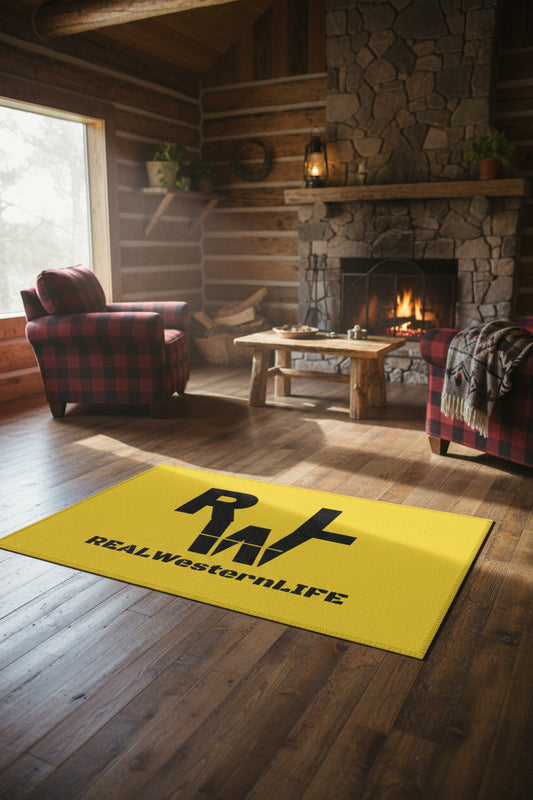 Real Western Life Black Brand-  Home Decor - Yellow Area Rug - Customize