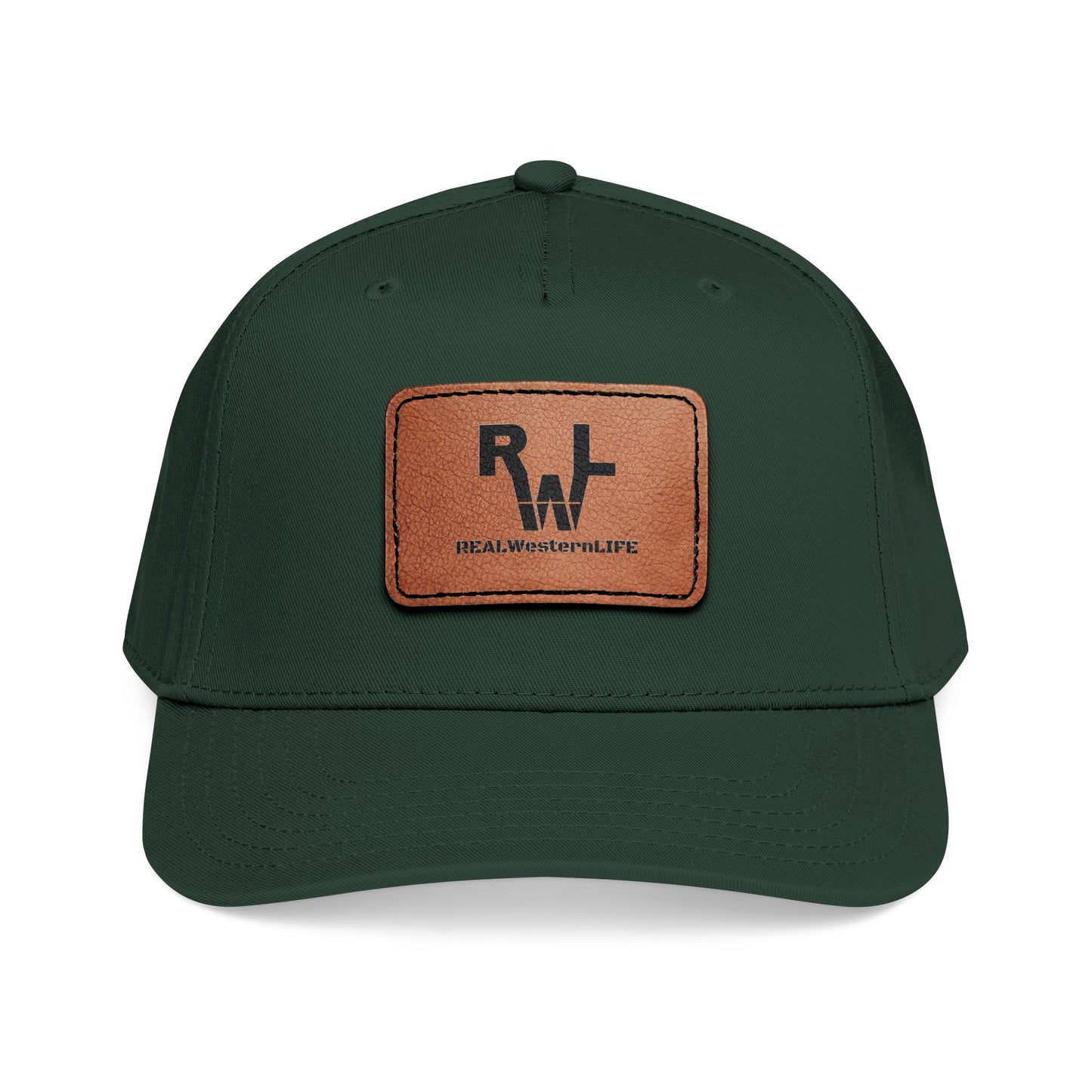 Real Western Life -Leather Patch Baseball Cap — Retro Rugged Logo Hat