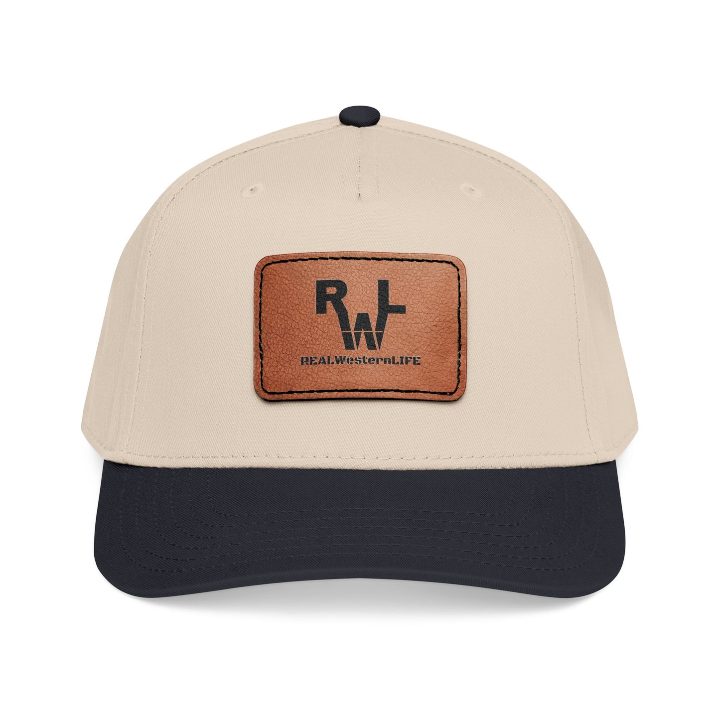 Real Western Life -Leather Patch Baseball Cap — Retro Rugged Logo Hat