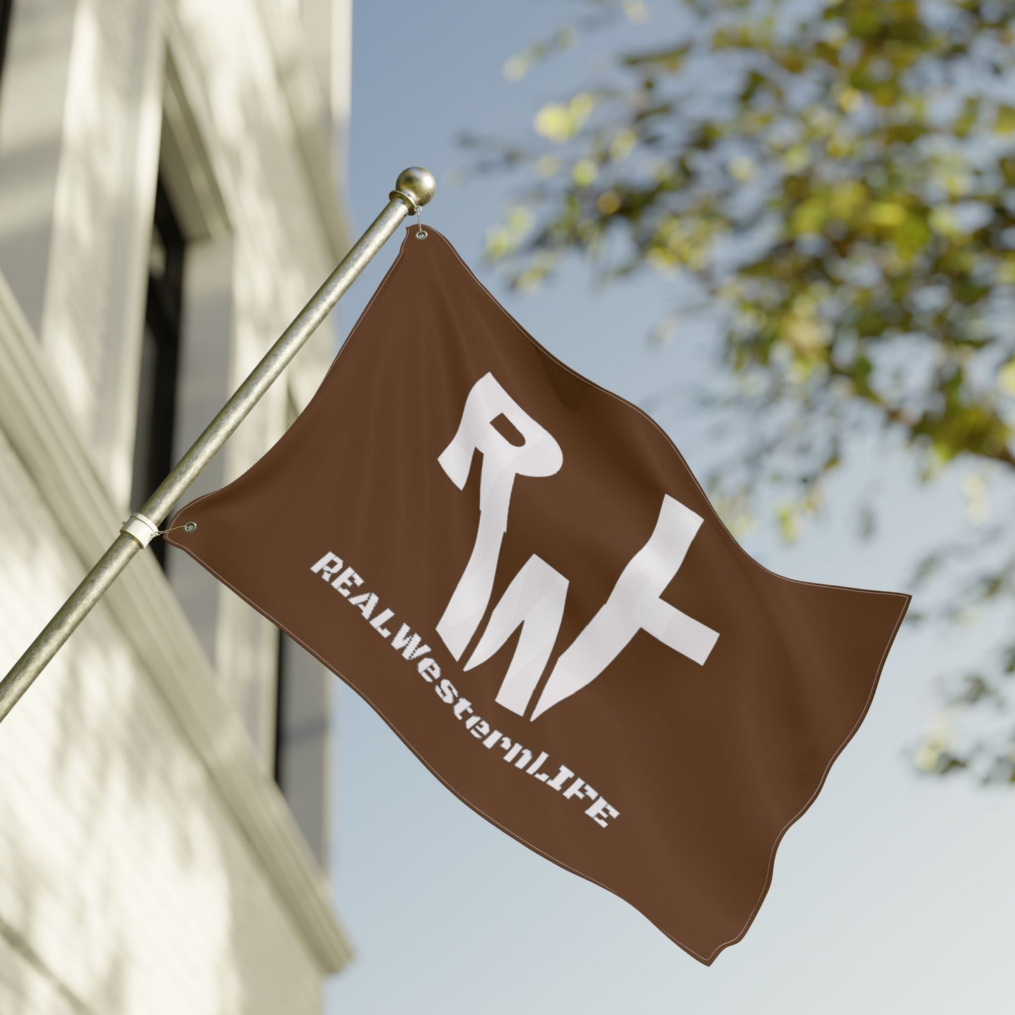 Real Western Life - White Brand - Double Sided Flag - Customize it with your own Brand and Ranch name!