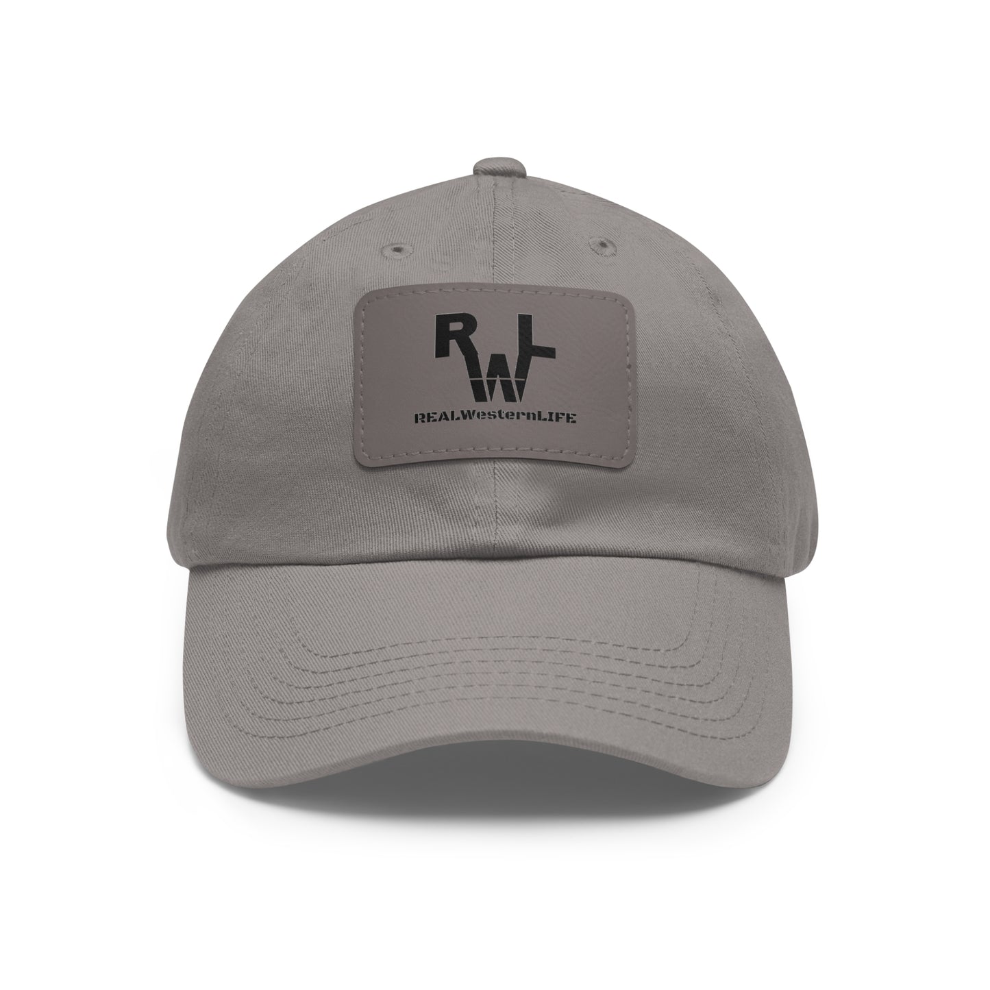 Leather Patch Dad Hat — RW RealWaterLife Logo Adjustable Baseball Cap