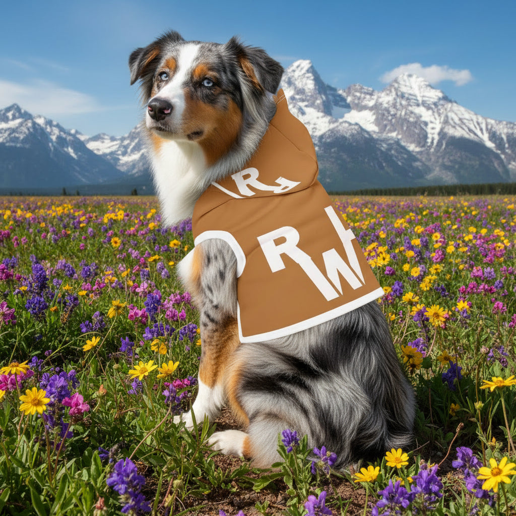 Yellow Pet Hoodie with White – Cozy Dog & Cat Hoodie.  Customize with your ranch and brand name or your pet can wear it with Real Western Life Branding.