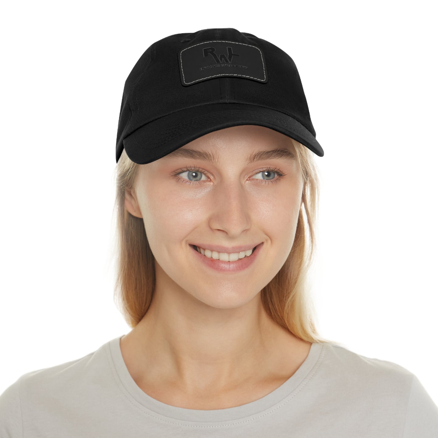 Leather Patch Dad Hat — RW RealWaterLife Logo Adjustable Baseball Cap