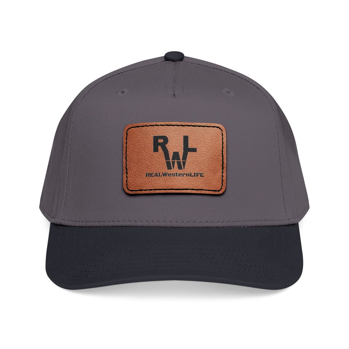 Real Western Life -Leather Patch Baseball Cap — Retro Rugged Logo Hat