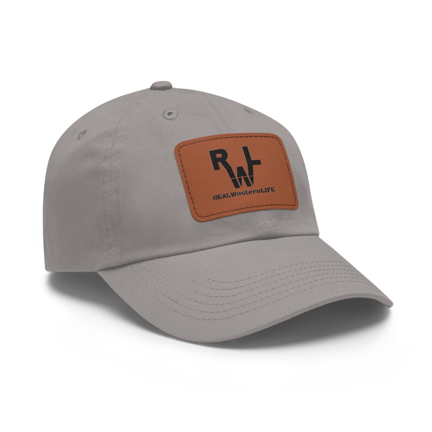 Leather Patch Dad Hat — RW RealWaterLife Logo Adjustable Baseball Cap