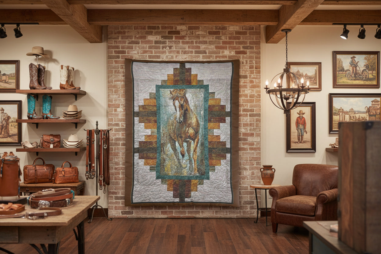 Rustic Horse Comforter | Cozy Quilted Blanket