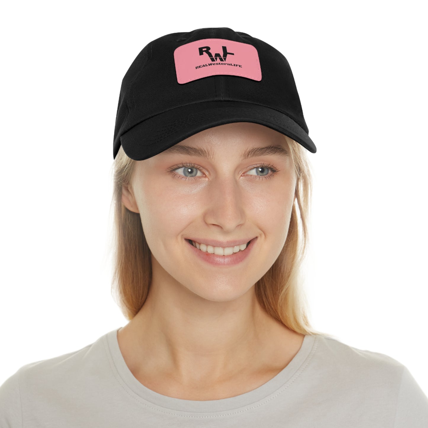 Leather Patch Dad Hat — RW RealWaterLife Logo Adjustable Baseball Cap
