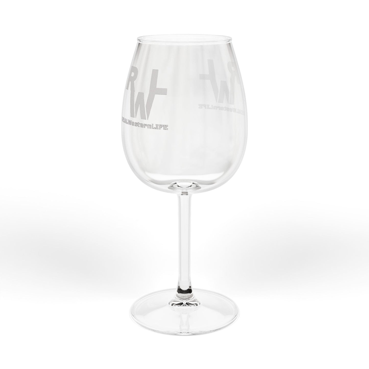 Real Western Life (RWL) White Brand - 12oz Etched Wine Glass — Stemmed Glassware - Customizable with your brand/ranch name or leave it  with the RWL branding!