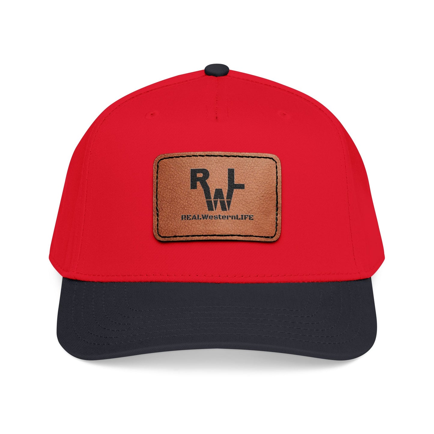 Real Western Life -Leather Patch Baseball Cap — Retro Rugged Logo Hat